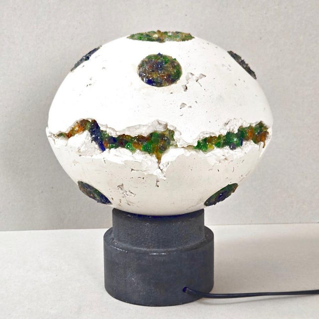 Vintage Space Age UFO Planet Table Lamp in Plaster and Glass, 1970s For Sale - Image 15 of 16