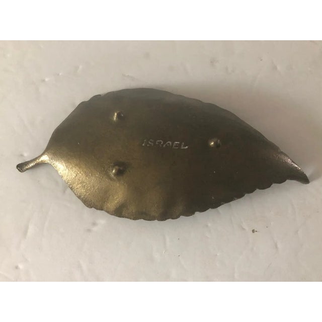 Israel Footed Brass Leaf Dish For Sale - Image 6 of 8