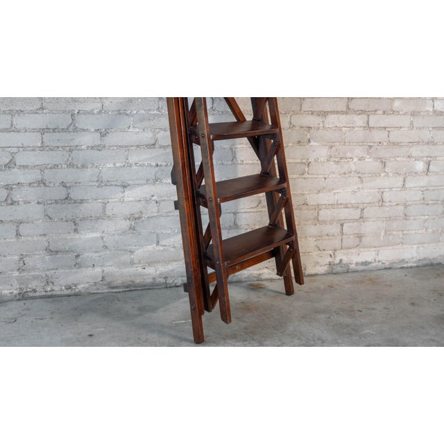 Restoration Hardware Arts and Crafts Folding Library Ladder Shelf For Sale - Image 13 of 15