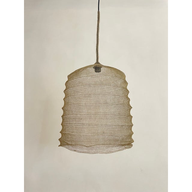 Metal 21st Century Handcrafted Knitted Lamp Wavy Bell in Gold Color, D35cm For Sale - Image 7 of 12