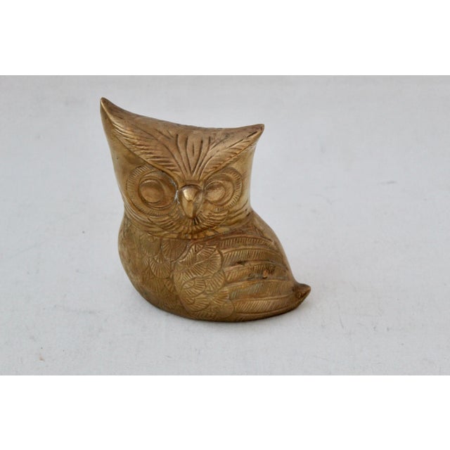 Vintage Mid Century Large Brass Owl Sculpture, good vintage condition