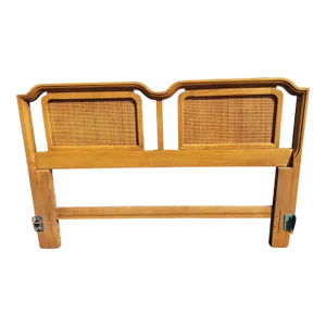 Pennsylvania House Solid Walnut and Cane Panels Queen Full Size Headboard C.1970