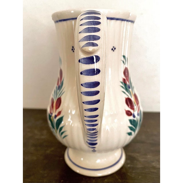 Henriot Quimper Vintage Quimper Faience Pottery Handpainted Pitcher For Sale - Image 4 of 8