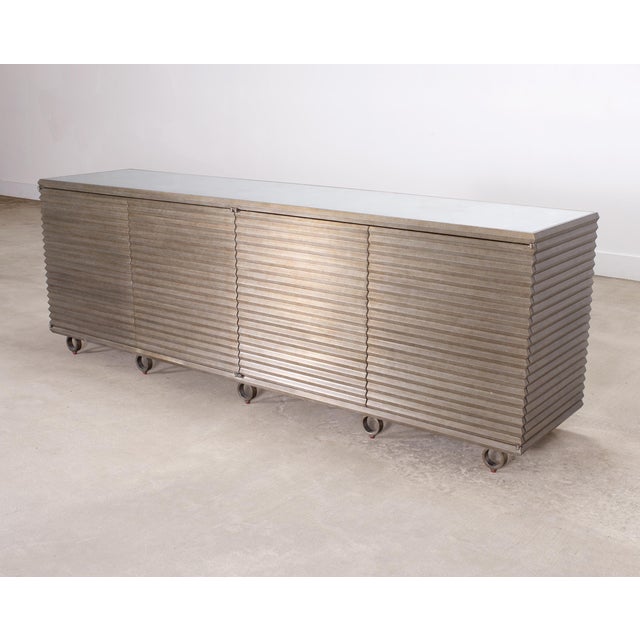 Traditional Julian Chichester Variegated Nickel "Storm" Cabinet Credenza 7Ft For Sale - Image 3 of 18
