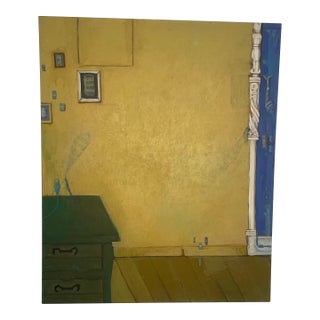 ‘Abstraction” Green Table’, Oil on Canvas, Marco Antonio Cisneros (Signed) For Sale