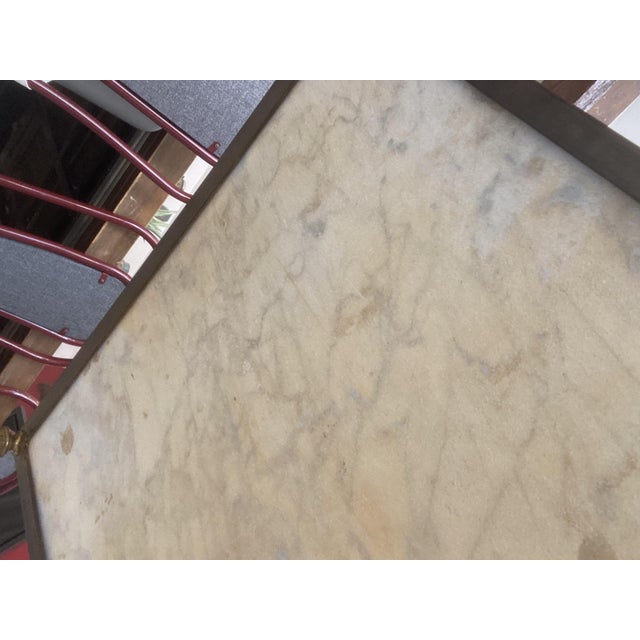 Vintage Coffee Table in White and Grey Marble with Gilt Brass Metal Frame, 1960s For Sale - Image 15 of 18