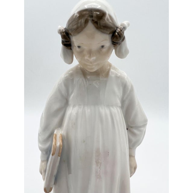 1960s 1960s Royal Copenhagen Porcelain Figurine Girl With Book For Sale - Image 5 of 6