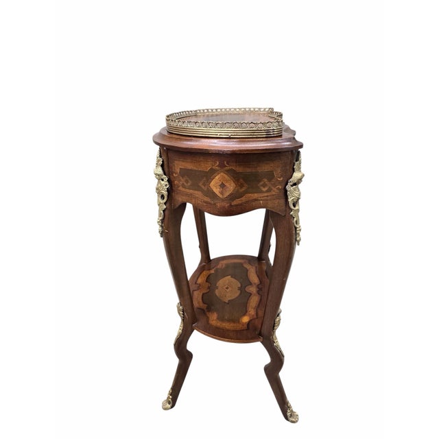 Wood Vintage French Louis XV Style Marquetry Jewelry Cabinet For Sale - Image 7 of 9