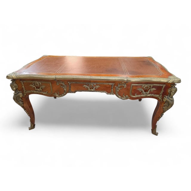 Antique Louis XV Style Kingwood Inlaid Bureau Plat Writing Desk For Sale - Image 12 of 12
