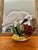 A striking mid-20th century Italian majolica planter or cache pot depicting a graceful wading bird—likely a swan standing...