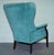 Set of Vintage Blue Fabric Wingback Chairs For Sale - Image 14 of 18