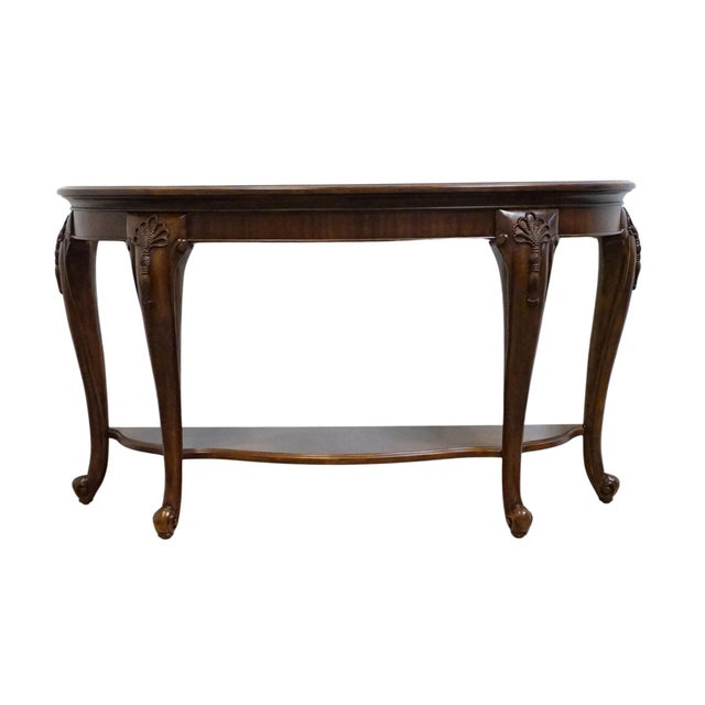 Early 21st Century American Drew Bob Mackie Home Classics Traditional Style 60" Demilune Accent Sofa Table W. Glass Top 583-927 For Sale - Image 5 of 9