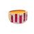 A bold band ring featuring 1.63 carats of princess rubies. The rubies exhibit a deep red hue. Accentuating the rubies are...