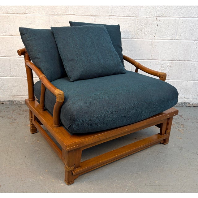 Vintage Bamboo Lounge Chair With Ottoman For Sale - Image 10 of 14