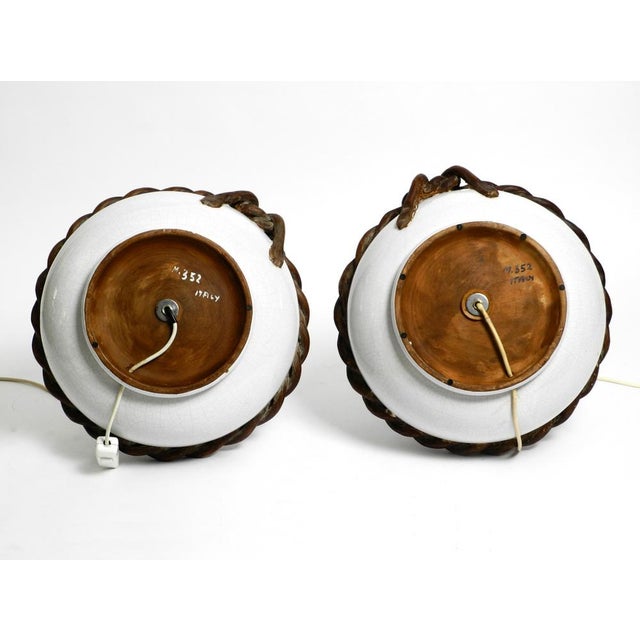 Textile Mid-Century Italian White Ceramic Table Lamps with Original Shades, 1950s, Set of 2 For Sale - Image 7 of 18