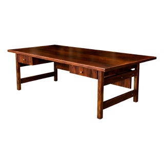 Brazilian Modern Rosewood Desk With Dual Drawers — Brazil, 1960s For Sale
