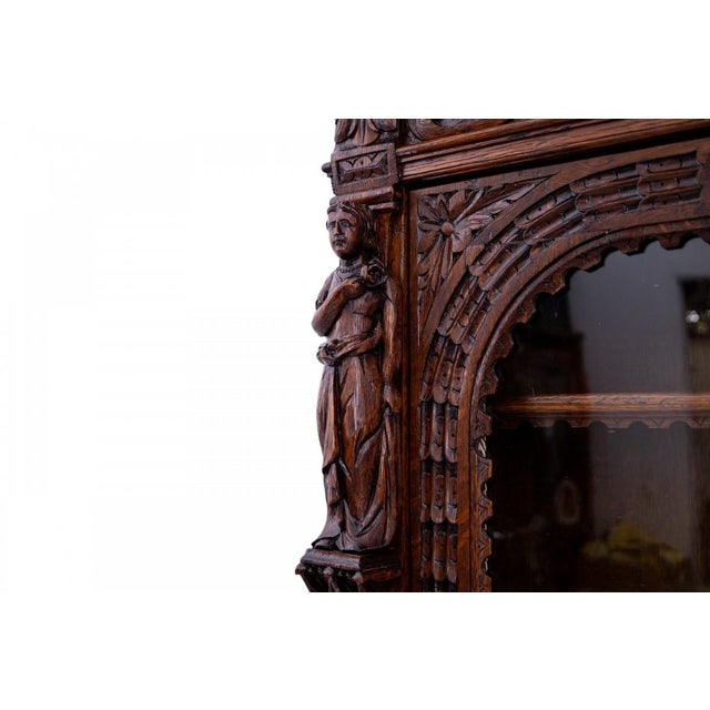 Antique Glass and Oak Cabinet, Western Europe, 1880s For Sale - Image 10 of 18