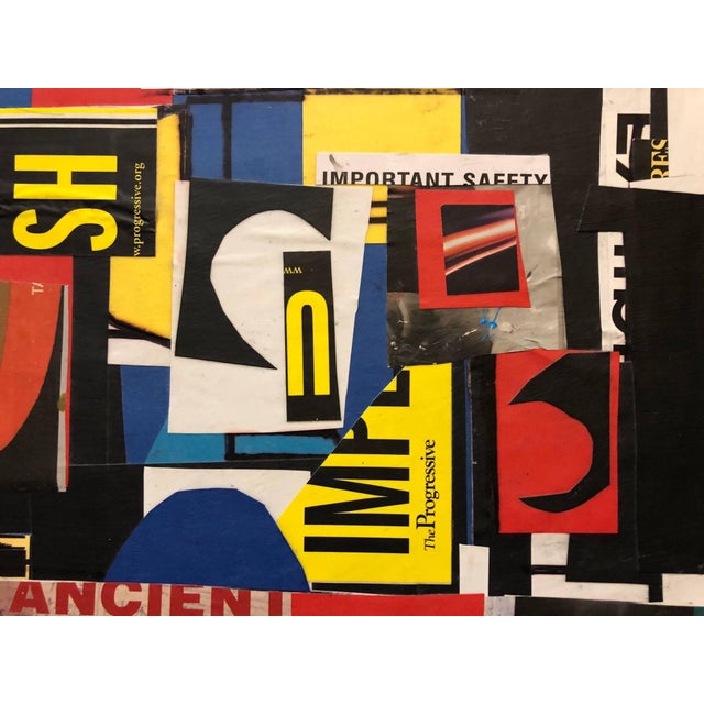Abstract Expressionism Ronald Ahlstrom, Abstract Mixed Media Torn Paper Collage Pop Expressionist Painting For Sale - Image 3 of 5