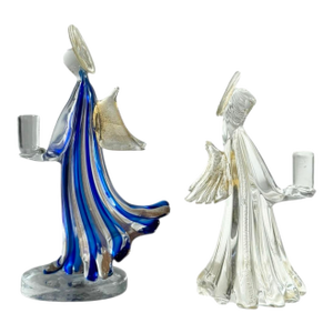 Late 20th Century Italian Murano Glass Angel Candle Holders - A Pair