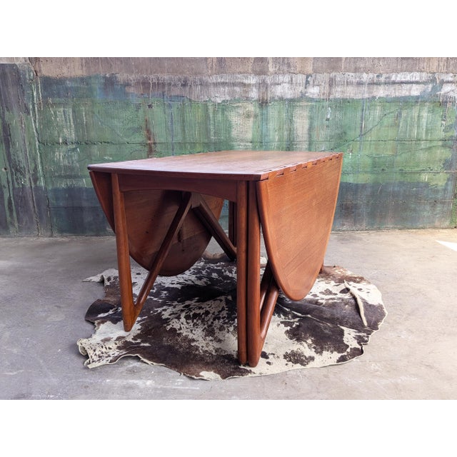 Mid Century Scandinavian Niels Koefoed, Drop Leaf Table, Denmark, 1960's For Sale - Image 9 of 12