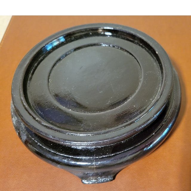 Round Black Lacquer Chinese Stand for pot, figurine, vase base, base for collectibles, home decor, round shape riser....