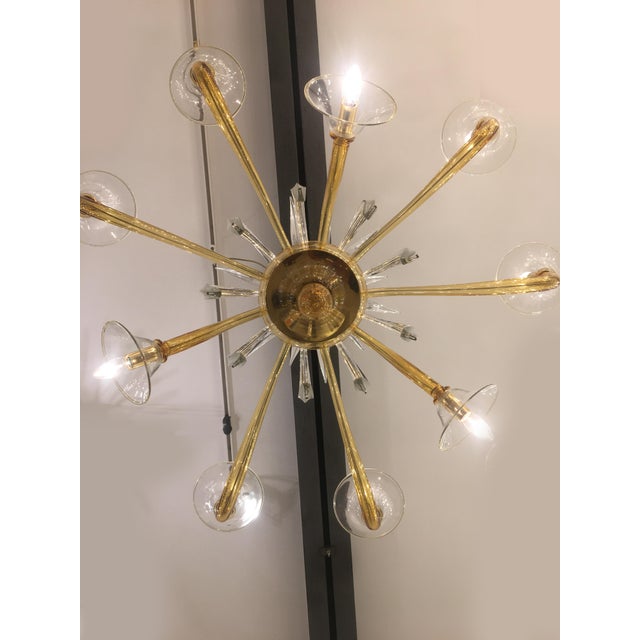2010s Italian Contemporary Yellow Murano Style Glass Chandelier For Sale - Image 5 of 6