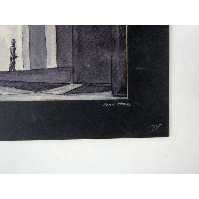 Vintage gouache on artist board theater set design for Within The Gates. Signed John Hood and titled in pencil along lower...