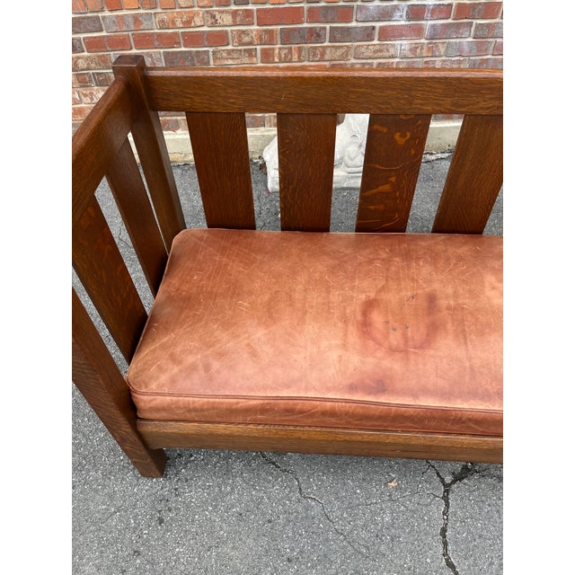 Early 20th Century L. & j.g. Stickley Model 216 Mission Oak Settle – Signed – 72” For Sale - Image 14 of 18