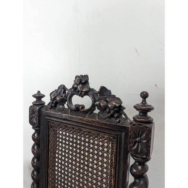 Louis XIII Style Chairs in Twisted Caned Oak, Set of 2 For Sale - Image 9 of 11