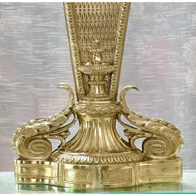 Antique English Brass Folding Fireplace Peacock Screen For Sale - Image 4 of 12