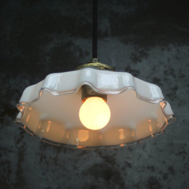 French White Opaline Glass Pendant Lamp For Sale - Image 6 of 7