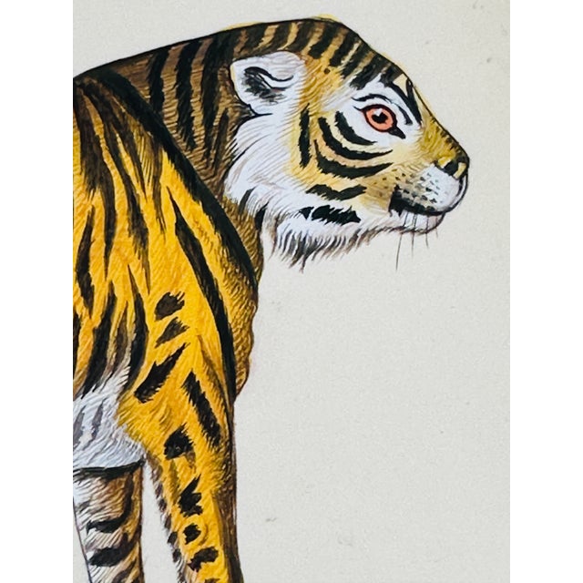 Figurative Original Hand-Painted Folk Lion Painting in an Antique Folk Frame For Sale - Image 3 of 5