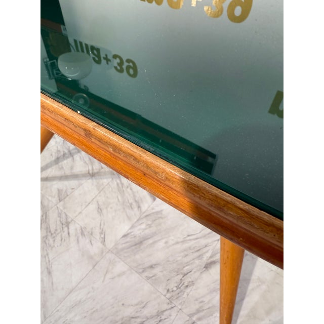 Green Mid-Century Italian Coffee Table With Green Glass Top, 1950s For Sale - Image 8 of 8
