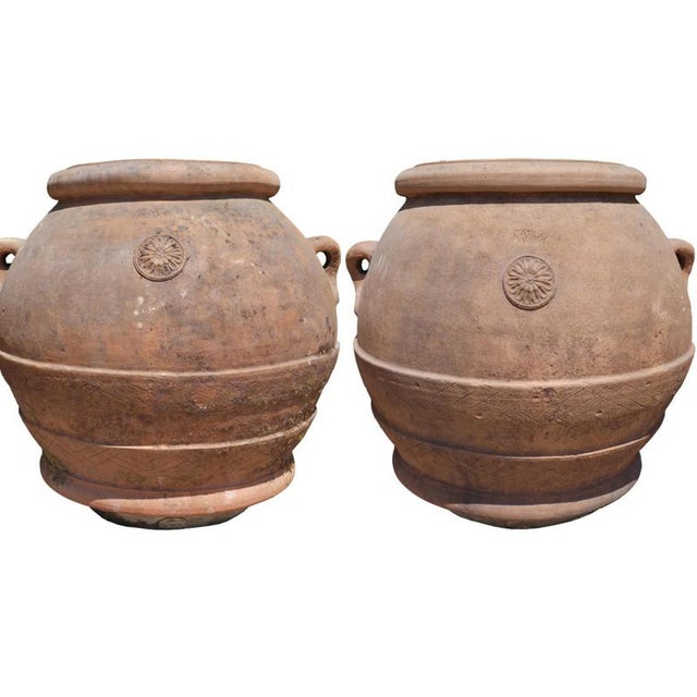 Antique Tuscan Oil Jars by Carlo Vanni, Impruneta, Florence, Set of 2 For Sale - Image 5 of 6