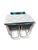 Description: Vintage retro metal dinette set featuring a white enamel-style tabletop with sleek black geometric line...