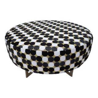 Round Mid Century Modern Steel Base Ottoman For Sale