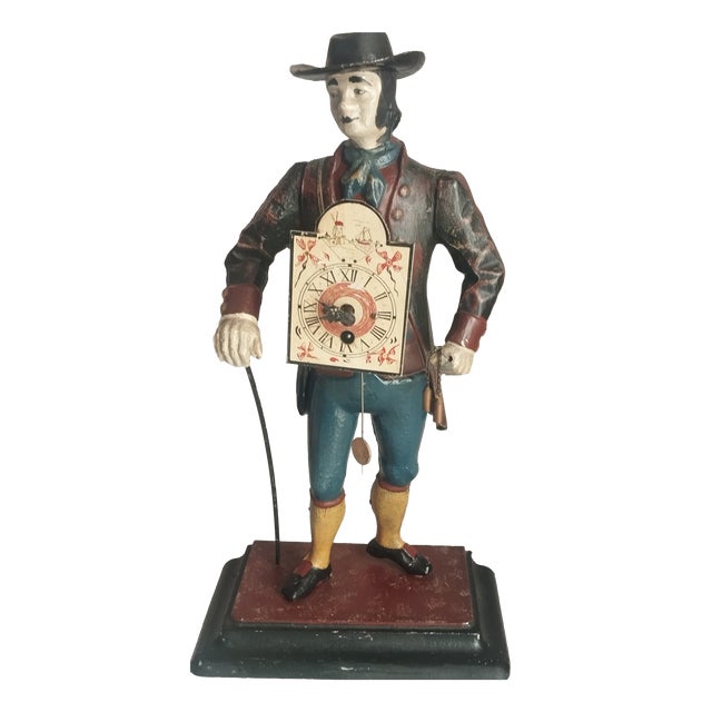 Vintage Black Forest Iron Figure Clock by Jve Oswald, Germany, 1950s For Sale