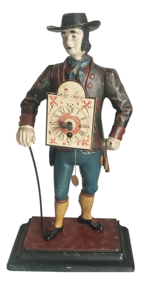 Vintage Black Forest Iron Figure Clock by Jve Oswald, Germany, 1950s