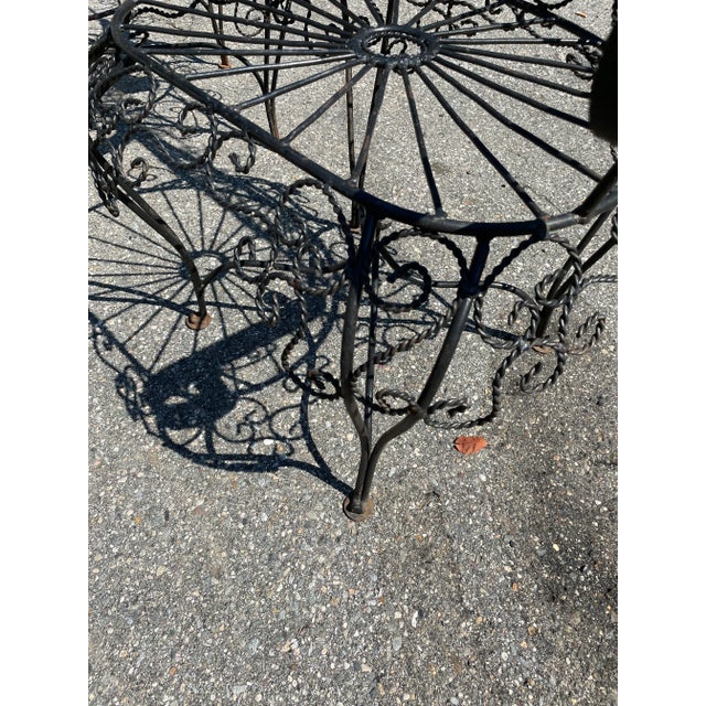 Black Vintage Twisted Iron Peacock Chairs and Settee, 3 Pieces For Sale - Image 8 of 11