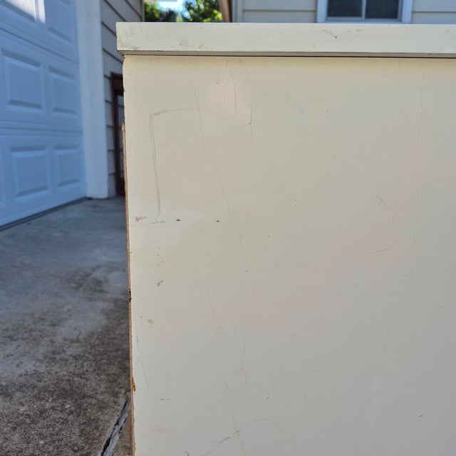 Midcentury Modern Space Age White Laminate 9-Drawer Dresser Chrome Hardware for Restoration For Sale - Image 11 of 15