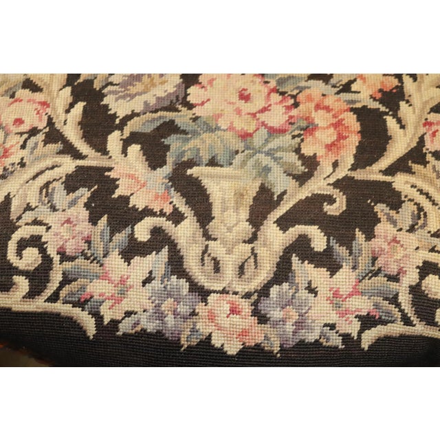French Louis XV Brown Needlepoint Armchair Circa 1940 For Sale - Image 12 of 13