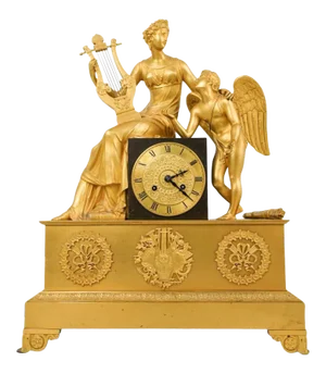 19th Cent. French Empire Gilt Bronze Mantel Clock