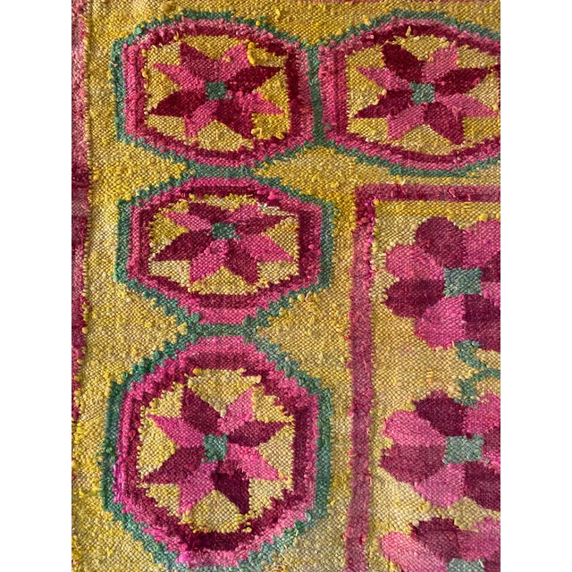 Early-Mid 20th Century Vintage Peruvian Andean Floral Folk Art Textile (74" X 63") For Sale - Image 10 of 18