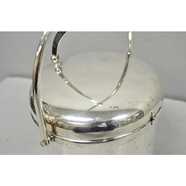 Vintage Art Deco Silver Plated Reticulating Hinge Lidded Bar Ice Bucket For Sale - Image 9 of 15
