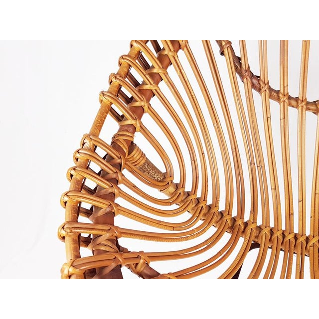 Wood Mid-Century Italian Rattan and Black Metal Chair, 1950s For Sale - Image 7 of 14