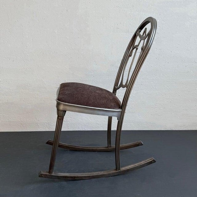 1930s Art Deco Brushed Steel Rocking Chair by Doehler Metal Furniture For Sale In New York - Image 6 of 9