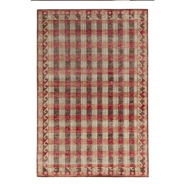 2010s Rug & Kilim’s Distressed Classic Style Rug in Beige-Brown, Red Geometric Pattern For Sale - Image 5 of 5