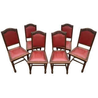 Oak Dining Chairs, 1940s, Set of 6 For Sale