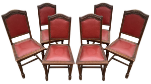 Oak Dining Chairs, 1940s, Set of 6