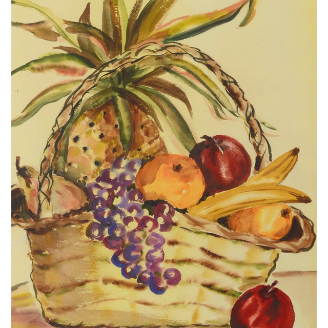 American Mid Century Still-Life --Basket of Fruit by Luella Murphy For Sale - Image 3 of 4